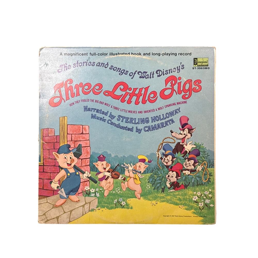 VTG 1967 Walt Disney "Three Little Pigs" Vinyl LP ST 3963 Disneyland Records